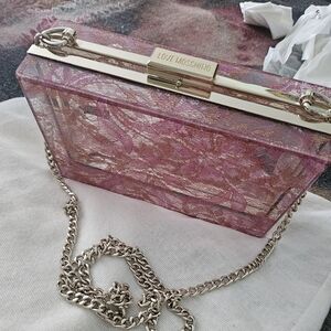 Love Moschino Lucite & Lace box clutch